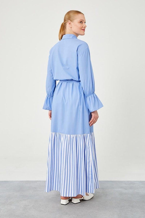 Levidor StudioLevidor Studio İndigo Çizgili Poplin Elbise