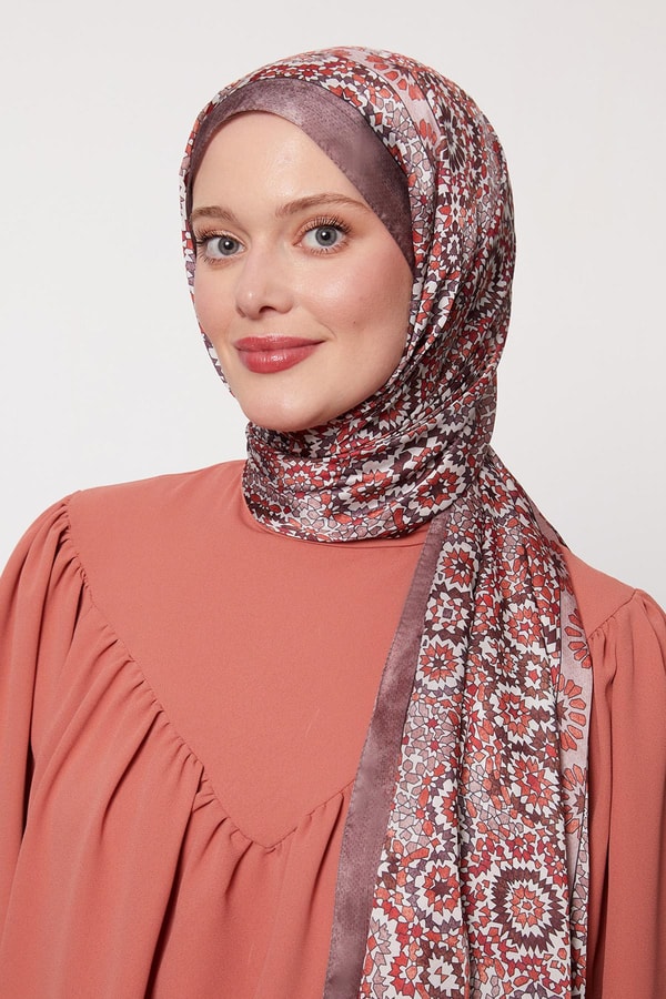 LevidorA.Kahve Batik Desen Hint İpeği Şal