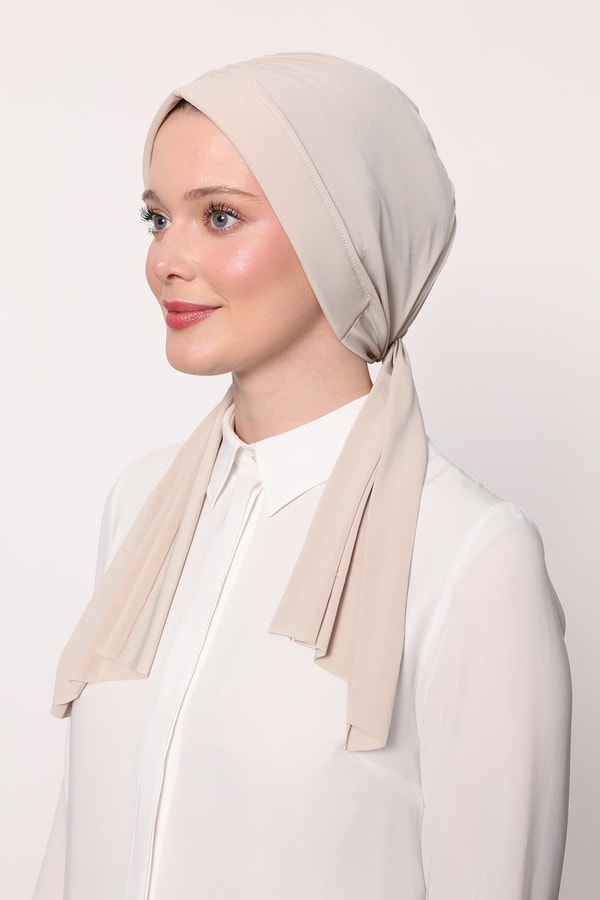 LevidorA.Bej Kelebek Desen Hazır Şal