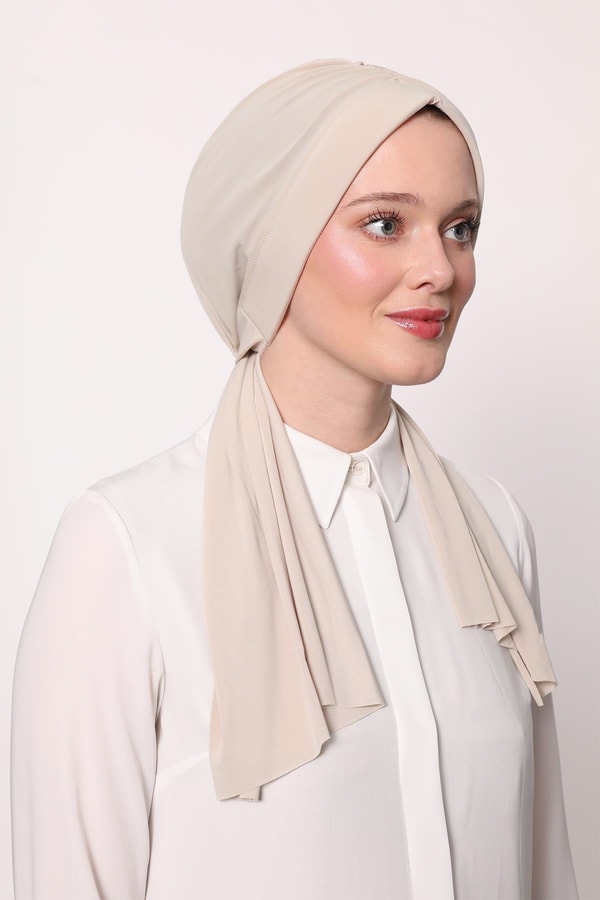 LevidorA.Bej Kelebek Desen Hazır Şal