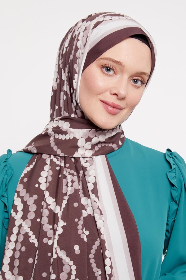 LevidorAcı Kahve İnci Desenli Elegance Şal