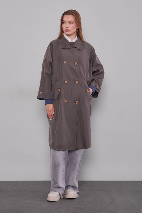 LevidorAntrasit Oversize Trençkot
