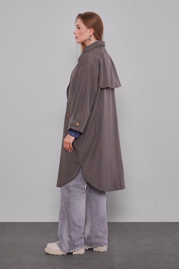 LevidorAntrasit Oversize Trençkot