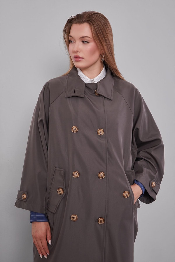 LevidorAntrasit Oversize Trençkot