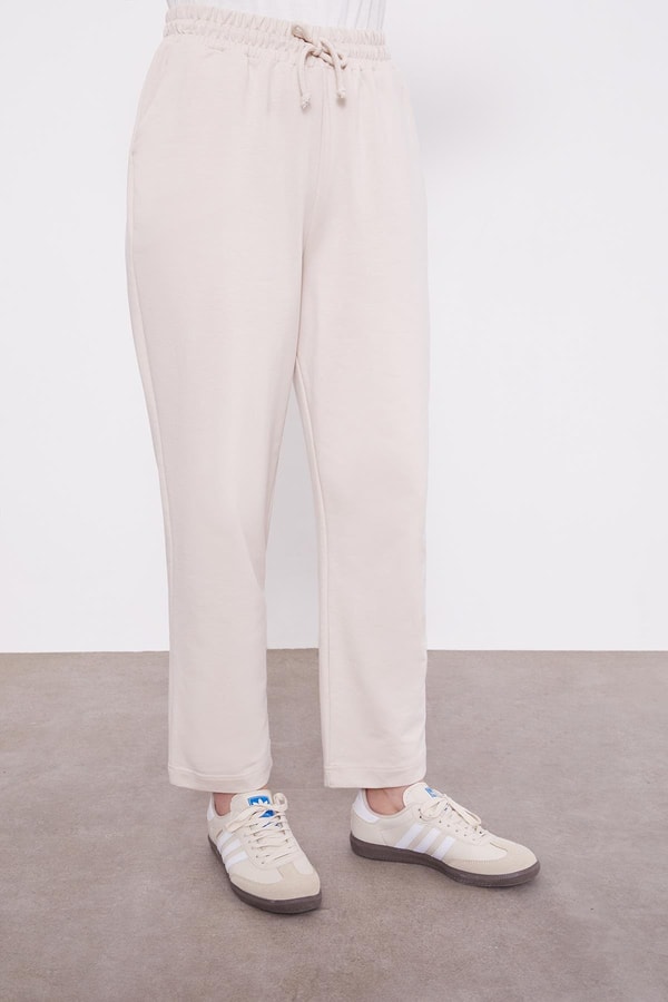LevidorBej Belli Lastikli Cepli Spor Pantolon
