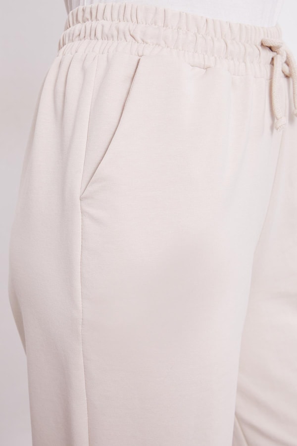 LevidorBej Belli Lastikli Cepli Spor Pantolon