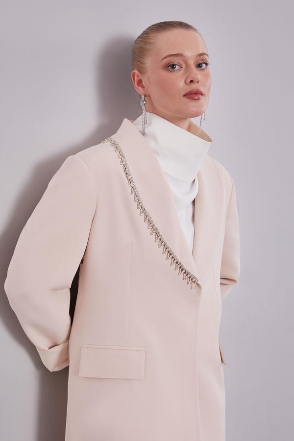 LevidorBej Yaka Ve Cep Detaylı Pantolon Ceket Takım