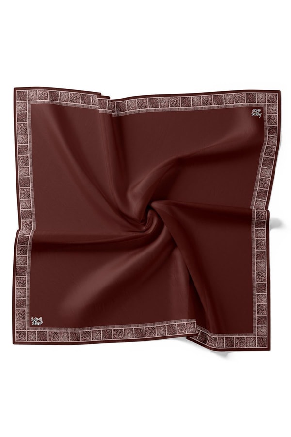 LevidorBordo Kenar Leopar Twill İpek Eşarp