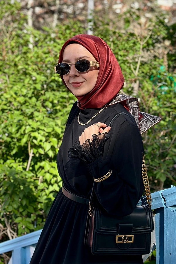 LevidorBordo Kenar Leopar Twill İpek Eşarp