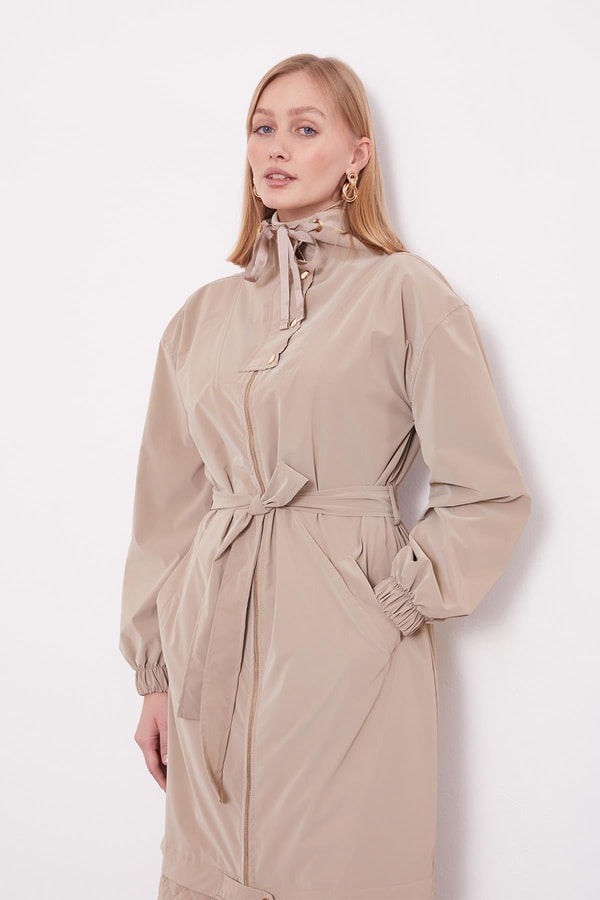 LevidorCamel Kurdale Yaka Detay Trençkot