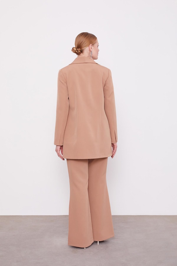 LevidorCamel Yaka Ve Cep Detaylı Pantolon Ceket Takım