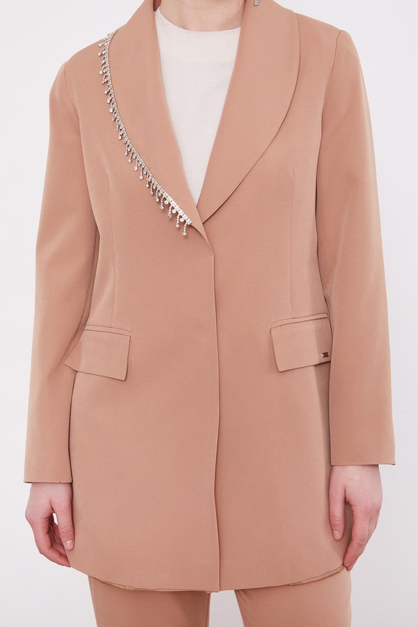 LevidorCamel Yaka Ve Cep Detaylı Pantolon Ceket Takım