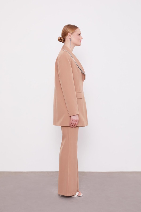 LevidorCamel Yaka Ve Cep Detaylı Pantolon Ceket Takım