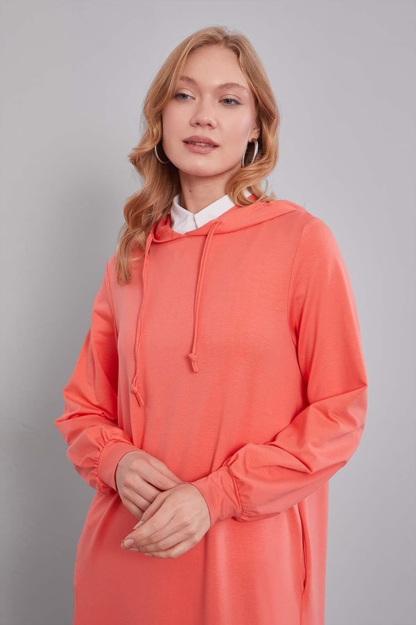 LevidorCoral Kapuşonlu Gizli Cep Detaylı Elbise