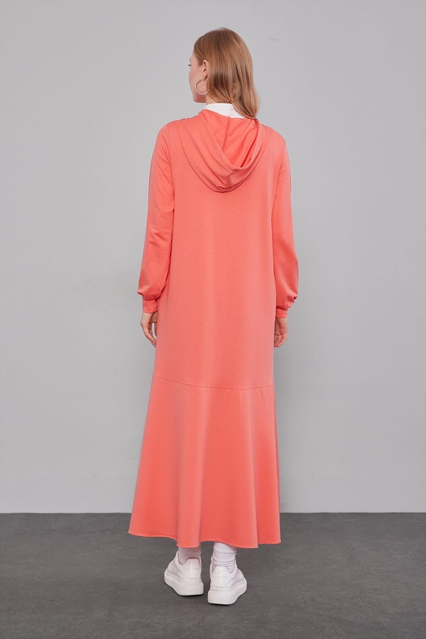 LevidorCoral Kapuşonlu Gizli Cep Detaylı Elbise
