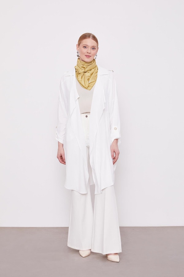 LevidorEkru Apolet Detaylı Kısa Kap