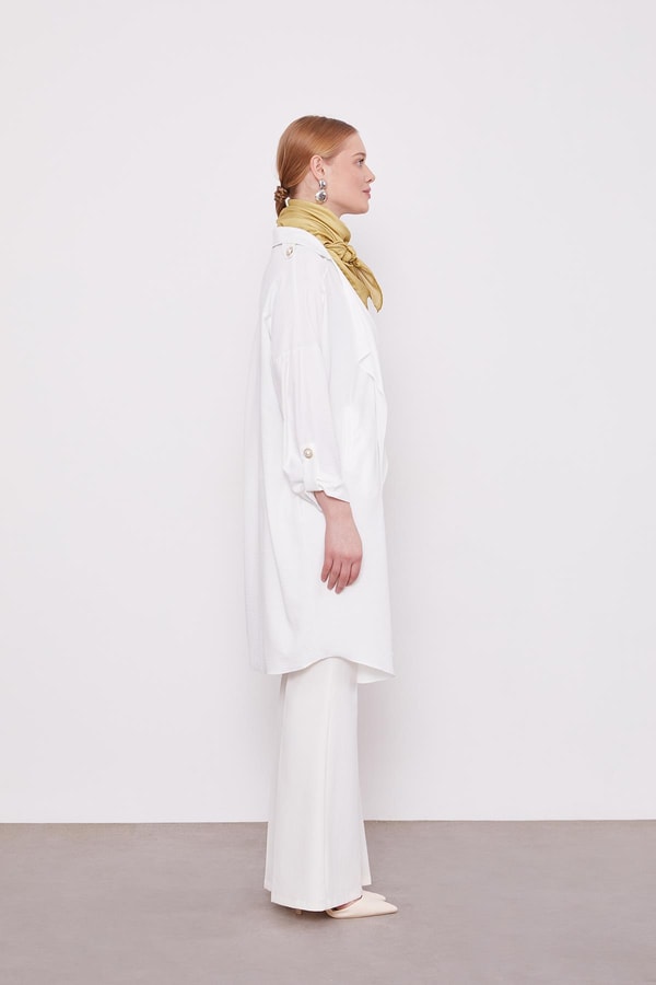 LevidorEkru Apolet Detaylı Kısa Kap