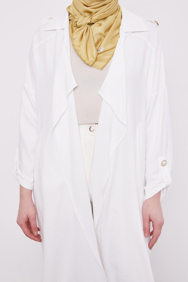 LevidorEkru Apolet Detaylı Kısa Kap