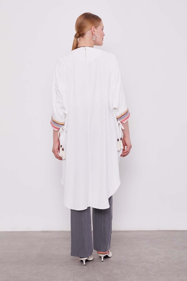 LevidorEkru Dantel Detaylı Tunik