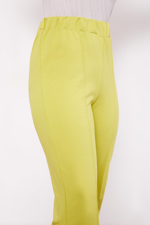 LevidorFıstık Yeşili Geniş Paça Beli Lastikli Spor Pantolon