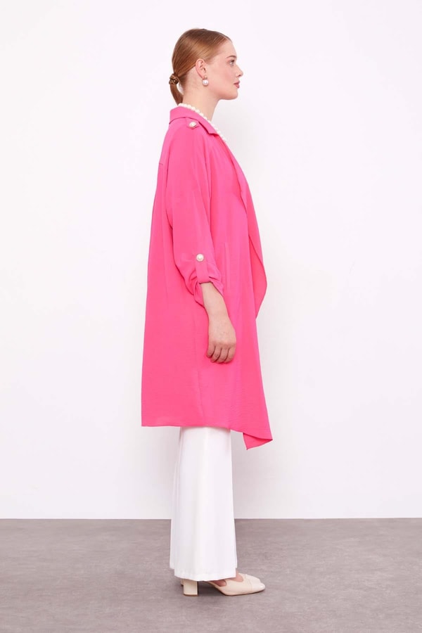 LevidorFuşya Omuz Apolet Detaylı Kısa Kap