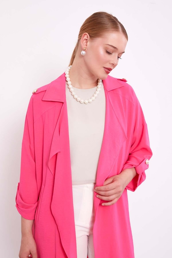 LevidorFuşya Omuz Apolet Detaylı Kısa Kap