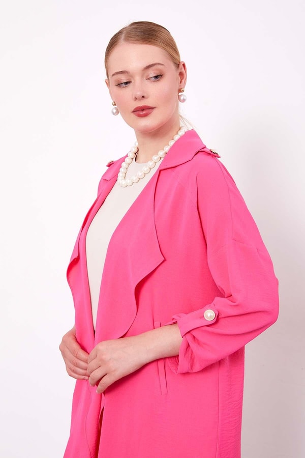 LevidorFuşya Omuz Apolet Detaylı Kısa Kap