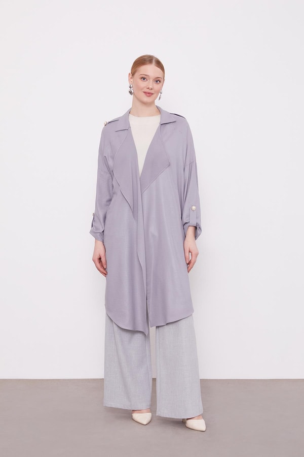 LevidorGri Apolet Detaylı Kısa Kap