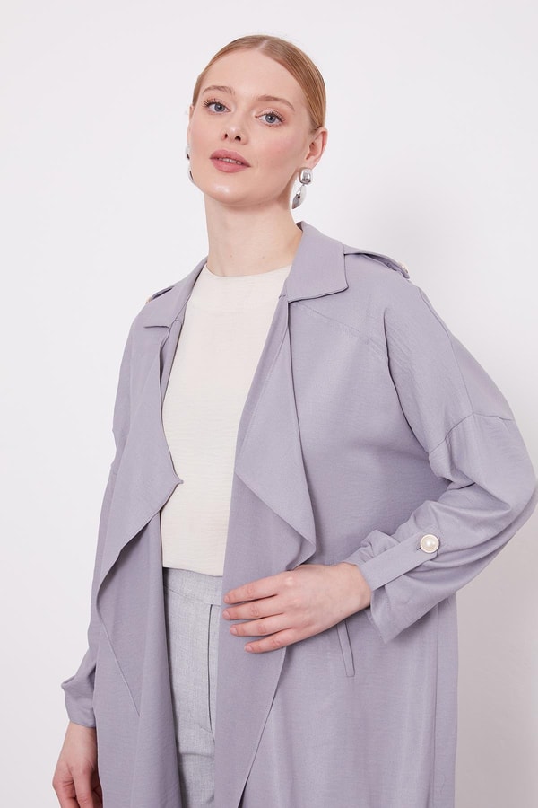 LevidorGri Apolet Detaylı Kısa Kap