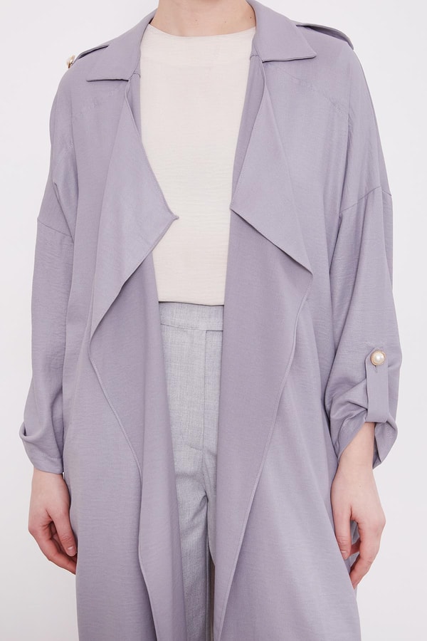 LevidorGri Apolet Detaylı Kısa Kap