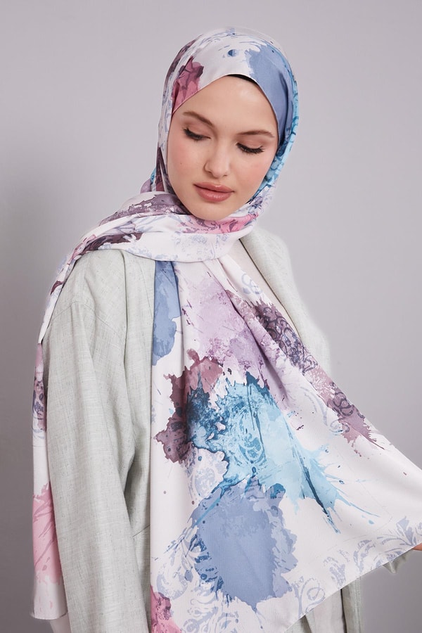 LevidorGül Batik Desen Twill Şal