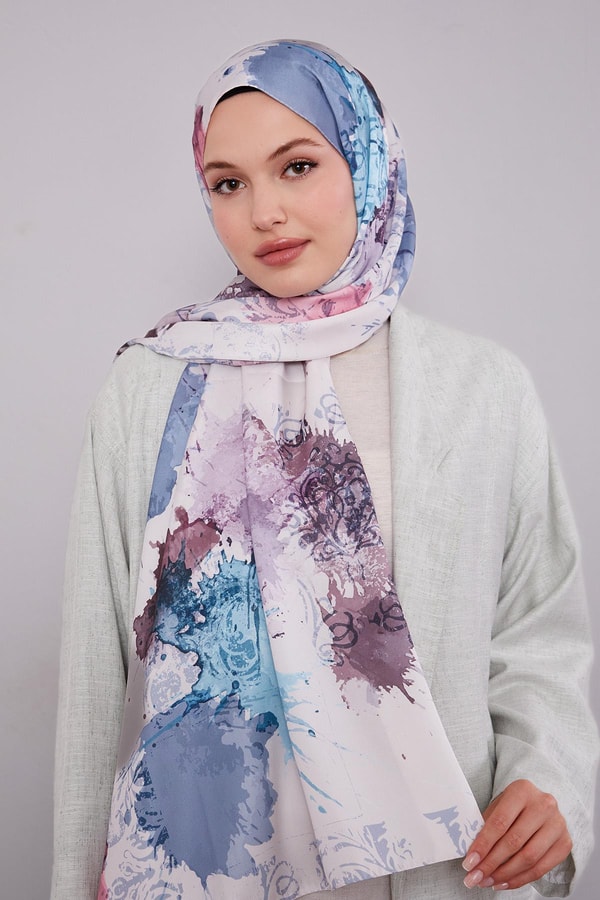LevidorGül Batik Desen Twill Şal