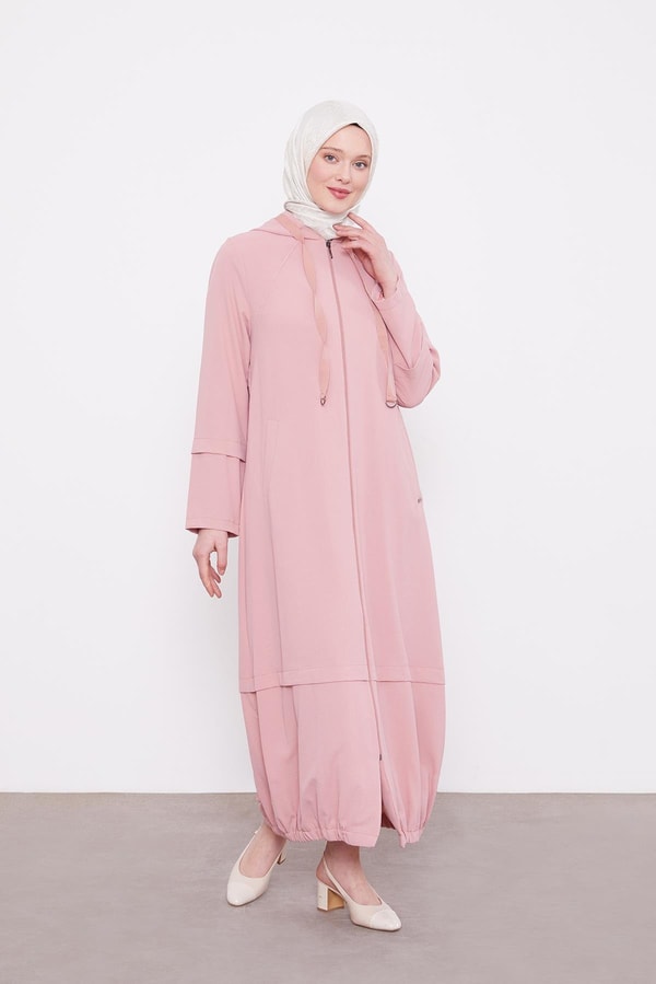 LevidorGül Etek Ucu Büzgülü Ferace