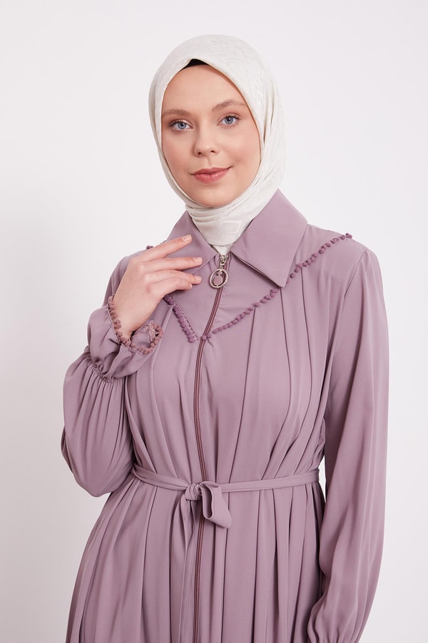 LevidorGül Gömlek Yaka Ponponlu Ferace