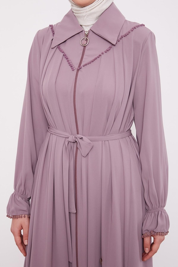 LevidorGül Gömlek Yaka Ponponlu Ferace