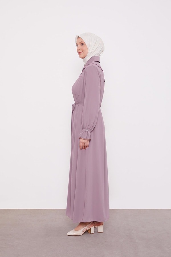 LevidorGül Gömlek Yaka Ponponlu Ferace