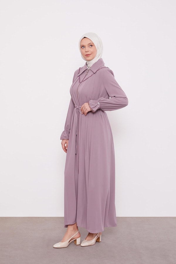 LevidorGül Gömlek Yaka Ponponlu Ferace