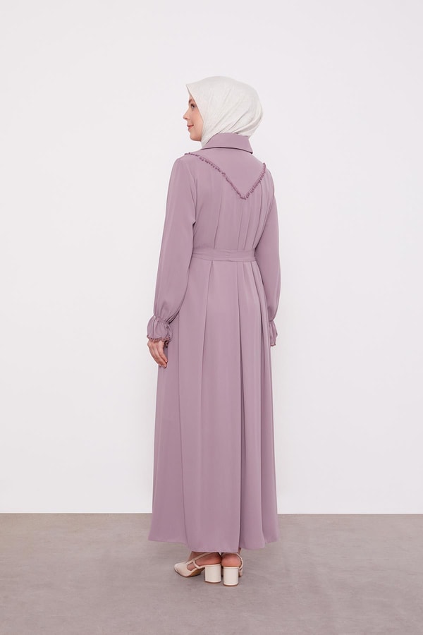 LevidorGül Gömlek Yaka Ponponlu Ferace