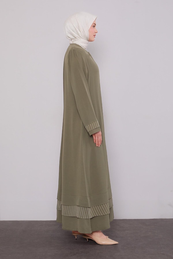 LevidorHaki Etek Ucu Katlı Ferace