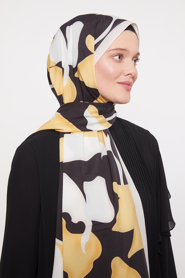 LevidorHardal Soyut Çiçek Desenli Elegance Şal
