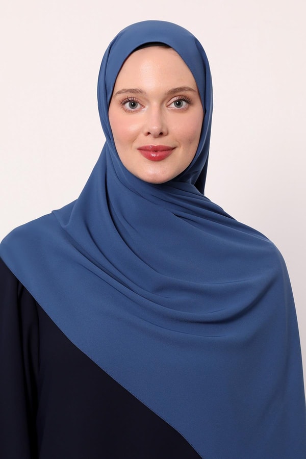 Levidorİndigo Düz Medine İpeği Şal