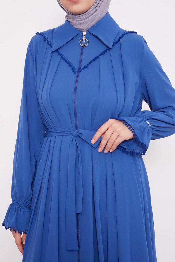 Levidorİndigo Gömlek Yaka Ponponlu Ferace