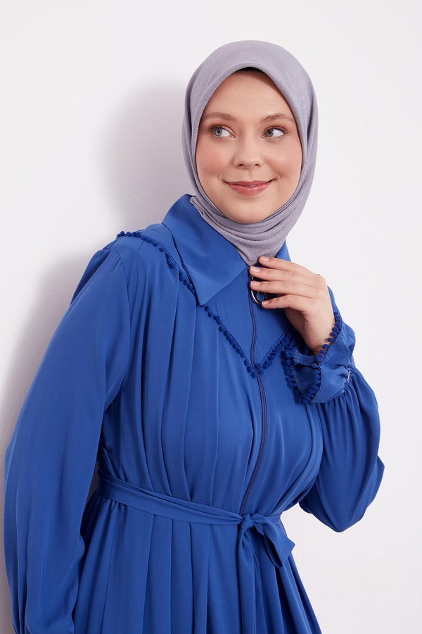 Levidorİndigo Gömlek Yaka Ponponlu Ferace