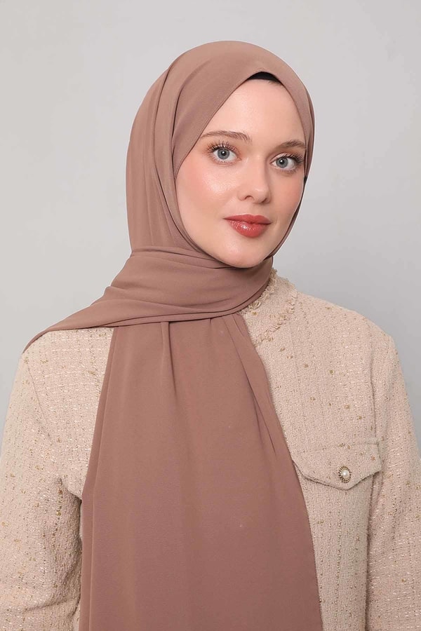 LevidorKahverengi Düz Medine İpeği Şal