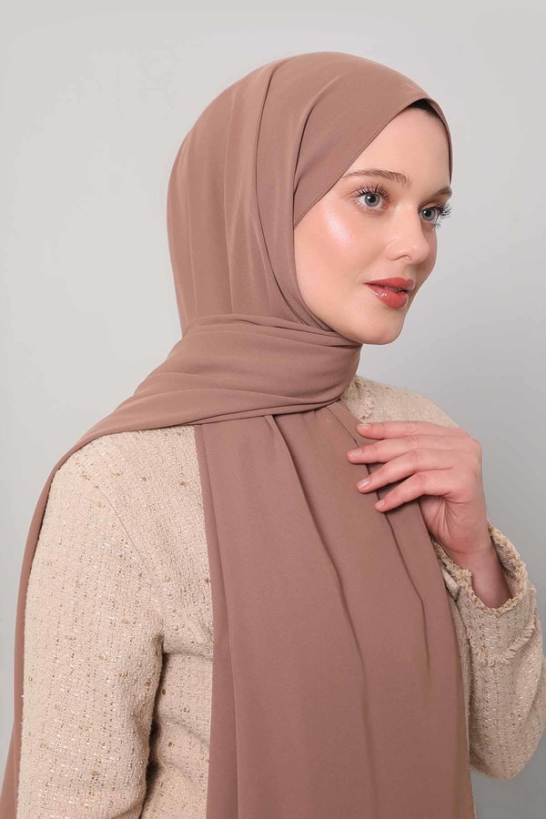 LevidorKahverengi Düz Medine İpeği Şal