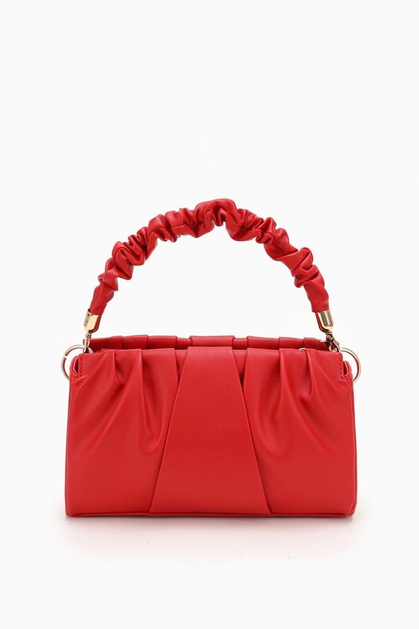 LevidorKırmızı Büzgü Detaylı El Çantası