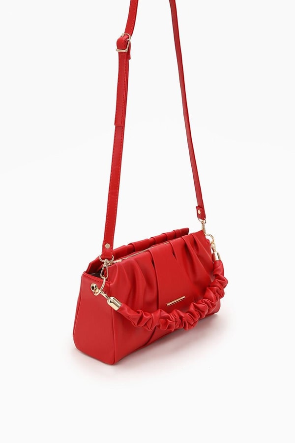 LevidorKırmızı Büzgü Detaylı El Çantası