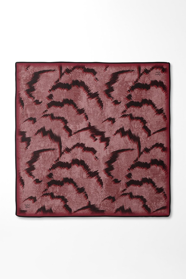 LevidorKırmızı Zigzag Spor Desen Twill İpek Eşarp