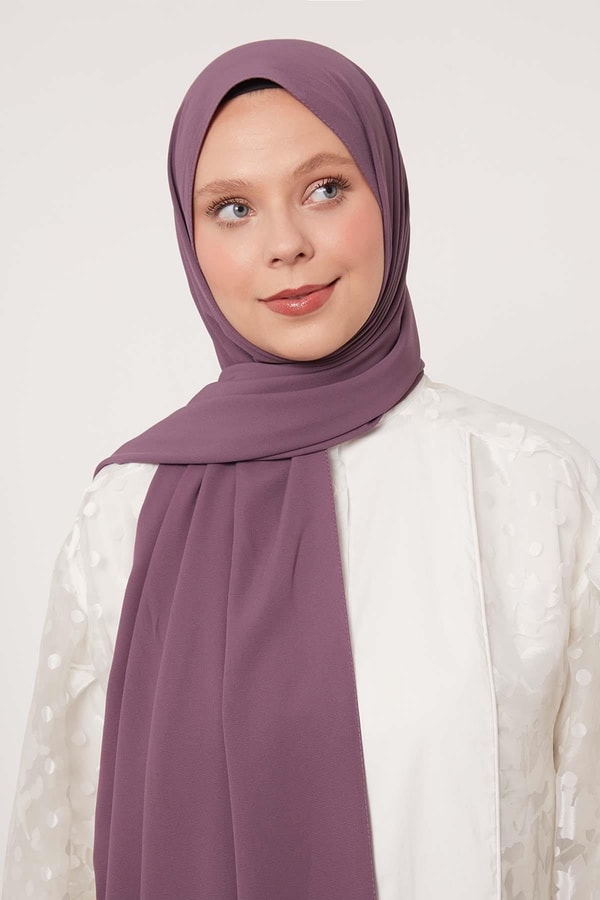 LevidorKoyu Mor Düz Medine İpeği Şal