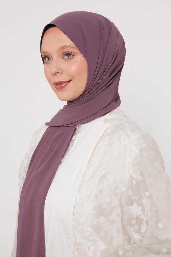 LevidorKoyu Mor Düz Medine İpeği Şal